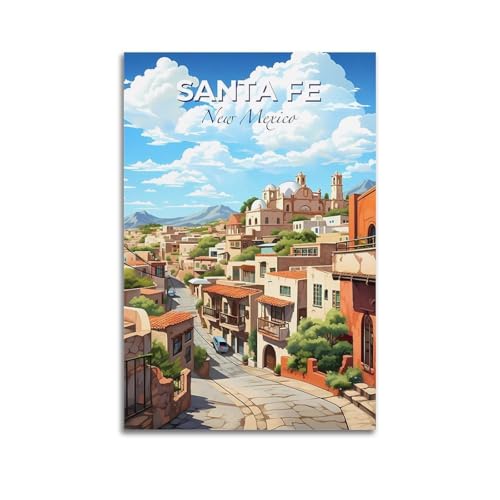 GKLIOZ Santa Fe New Mexico Vintage-Reise-Poster, Kunstwerke, Leinwand, ästhetische Wandkunstdrucke, Heimdekoration, moderne Dekoration, 30 x 45 cm von GKLIOZ