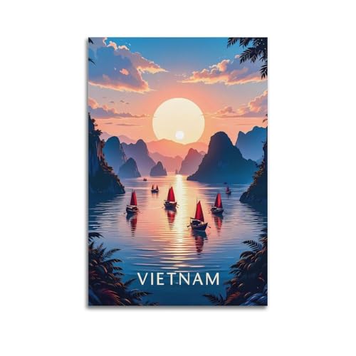 GKLIOZ Vietnam, Vintage-Reiseposter auf Leinwand, Wandkunstdruck, Foto, Bild, Gemälde, Raumdekoration, Heimdekoration, 20 x 30 cm GKLIOZ Vietnam, Vintage-Reiseposter auf Leinwand, Wandkunstdruck, Foto, Bild, Gemälde, Raumdekoration, Heimdekoration, 20 x 30 cm von GKLIOZ