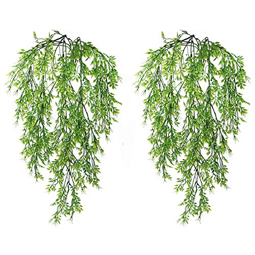 2 Stück Hängende künstliche Pflanzen,31,5 Zoll / 80 cm Künstliche Topfpflanze,künstlicher Efeu für drinnen und draußen Hochzeit Hausgarten Wanddekoration (Grüne) von GKONGU