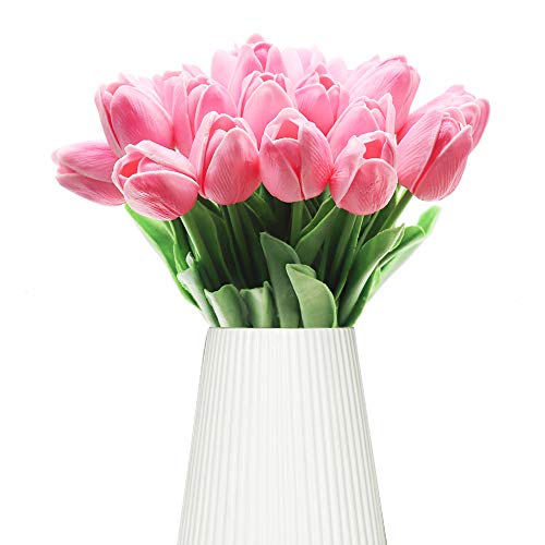 GKONGU Blumen Tulpen, 10 Stück Sanfte Berührung Künstliche Blumen für Hochzeits -Blumenstrauß und Haus-Dekor Gartendekoration-Rosa von GKONGU