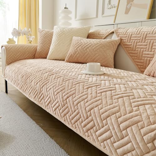 GKXLH Neue Sofa überzug Waschbar - Weiche Milch Flanell Sofabezug 2 3 4 Sitzer, rutschfeste Couch überzug, Sofa Cover Ecke Sofa Bezug für Sektionssofa, Couch Cover L Form Möbelschutz (Heller Kaffee) von GKXLH