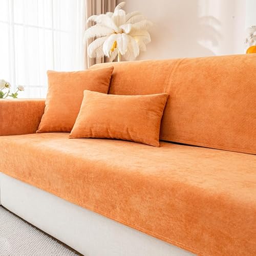 GKXLH Neue wasserdichte Sofa überzug - Weiche Chenille Sofa Sitzkissenbezüge, rutschfeste Sofabezug waschbar 1 2 3 4 Sitzer Couch überzug für Sektionssofa, Sofaüberwürfe L Form (Orange, 90x210cm) von GKXLH