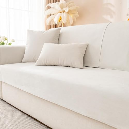 GKXLH Neue wasserdichte Sofa überzug - Weiche Chenille Sofa Sitzkissenbezüge, rutschfeste Sofabezug waschbar 1 2 3 4 Sitzer Couch überzug für Sektionssofa, Sofaüberwürfe L Form (Reis Weiß, 110x110cm) von GKXLH