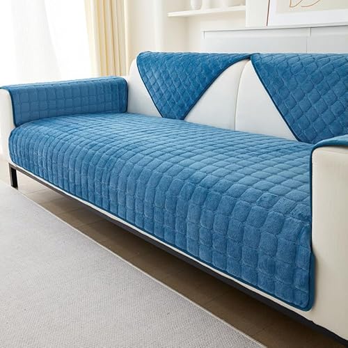 GKXLH Weiche Flanell Sofa überzug Waschbar - Neue Sitzkissenbezüge, rutschfeste Sofabezug 1 2 3 Sitzer Couch überzug für Sektionssofa, Sofaüberwürfe L Form Möbelschutz (Blau, 70x150cm) von GKXLH