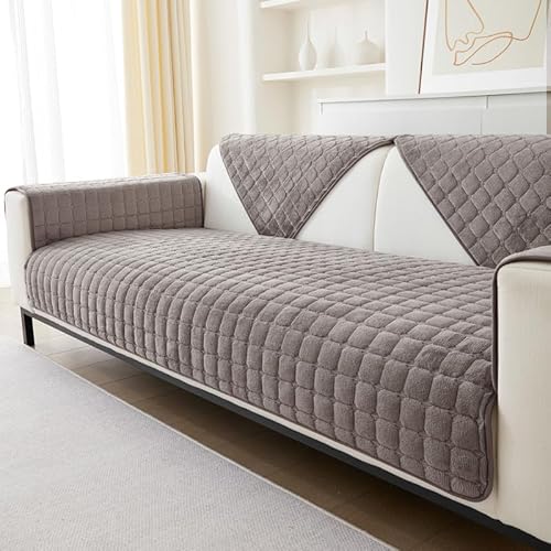 GKXLH Weiche Flanell Sofa überzug Waschbar - Neue Sitzkissenbezüge, rutschfeste Sofabezug 1 2 3 Sitzer Couch überzug für Sektionssofa, Sofaüberwürfe L Form Möbelschutz (Braun, 70x150cm) von GKXLH