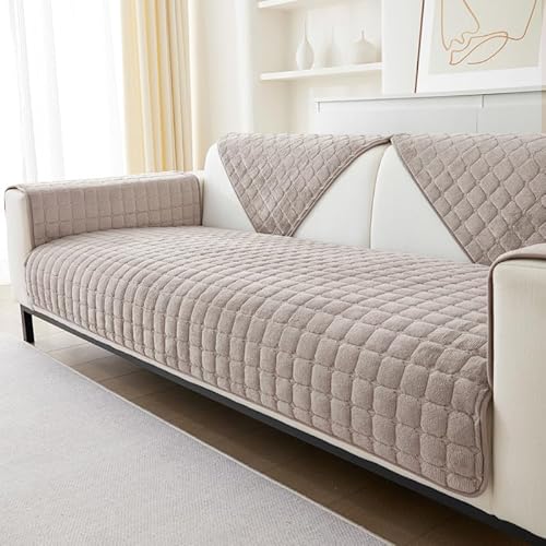 GKXLH Weiche Flanell Sofa überzug Waschbar - Neue Sitzkissenbezüge, rutschfeste Sofabezug 1 2 3 Sitzer Couch überzug für Sektionssofa, Sofaüberwürfe L Form Möbelschutz (Heller Kaffee, 70x150cm) von GKXLH