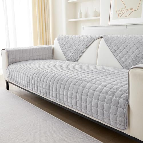 GKXLH Weiche Flanell Sofa überzug Waschbar - Neue Sitzkissenbezüge, rutschfeste Sofabezug 1 2 3 Sitzer Couch überzug für Sektionssofa, Sofaüberwürfe L Form Möbelschutz (Hellgrau, 70x150cm) von GKXLH