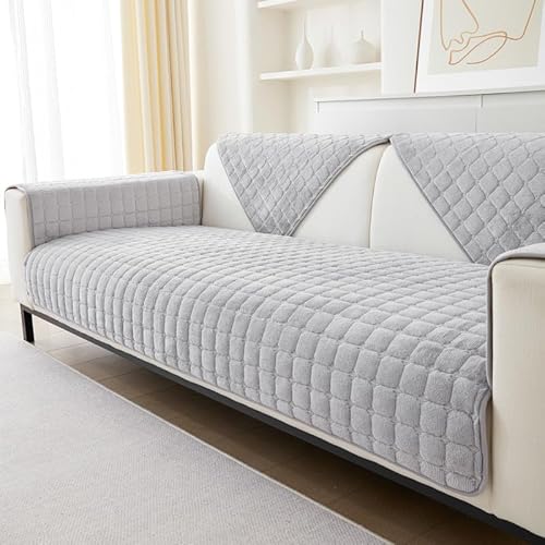 GKXLH Weiche Flanell Sofa überzug Waschbar - Neue Sitzkissenbezüge, rutschfeste Sofabezug 1 2 3 Sitzer Couch überzug für Sektionssofa, Sofaüberwürfe L Form Möbelschutz (Hellgrau, 70x70cm) von GKXLH