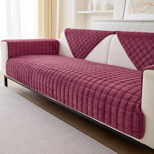 GKXLH Weiche Flanell Sofa überzug Waschbar - Neue Sitzkissenbezüge, rutschfeste Sofabezug 1 2 3 Sitzer Couch überzug für Sektionssofa, Sofaüberwürfe L Form Möbelschutz (Pfirsich, 70x150cm) von GKXLH