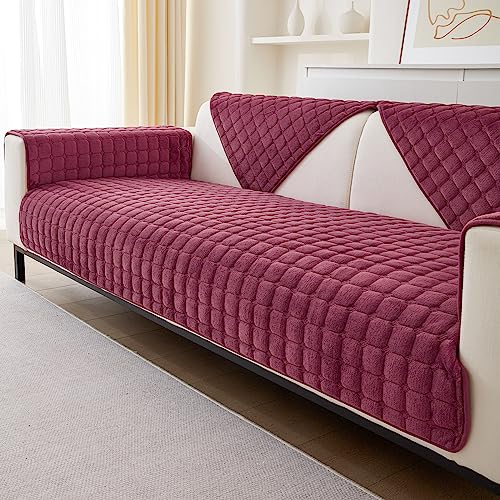 GKXLH Weiche Flanell Sofa überzug Waschbar - Neue Sitzkissenbezüge, rutschfeste Sofabezug 1 2 3 Sitzer Couch überzug für Sektionssofa, Sofaüberwürfe L Form Möbelschutz (Pfirsich, 90x240cm) von GKXLH