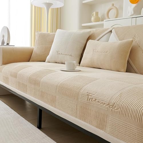 GKXLH Sofa überzug Waschbar - Neue Weiche Milch Fleece Sofa Cover, rutschfeste Sofabezug 2 3 4 Sitzer Couch überzug Sofaüberwürfe für Sektionssofa, Sofa Bezug L Form Möbelschutz (90x90cm) von GKXLH