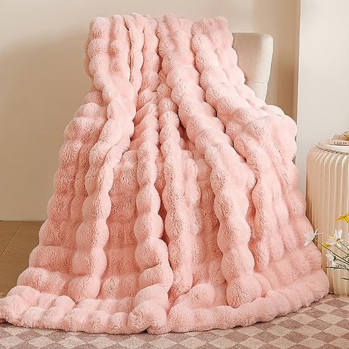 Luxuriöse Plüsch Kuscheldecke Flauschig Decke - Superweiche Flauschige Decke für Sofas, Leichte Decke Kuschelig Kunstpelz Werfen Decke Warme Kuscheldecke für Couch Bett Sofa (B100 x L160CM, Rosa) von GKXLH