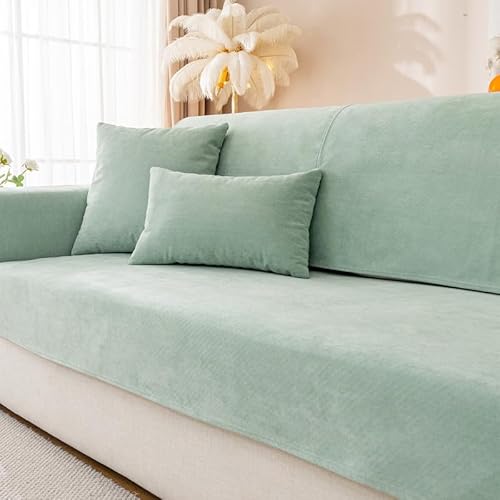 Neue wasserdichte Sofa überzug - Weiche Chenille Sofa Sitzkissenbezüge, rutschfeste Sofabezug waschbar 1 2 3 4 Sitzer Couch überzug für Sektionssofa, Sofaüberwürfe L Form (Matcha Grün, 110x110cm) von GKXLH