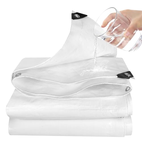 Plane Wasserdicht Heavy Duty - Dicke 180 g/m² Widerstandsfähige wasserdichte Outdoor Plane 2m x 4m, Frostbeständig, UV-Schutz PE Kunststoffplane für Garten, Pavillon, Camping, Möbel, Schuppen (Weiß) Plane Wasserdicht Heavy Duty - Dicke 180 g/m² Widerstandsfähige wasserdichte Outdoor Plane 2m x 4m, Frostbeständig, UV-Schutz PE Kunststoffplane für Garten, Pavillon, Camping, Möbel, Schuppen (Weiß) von GKXLH