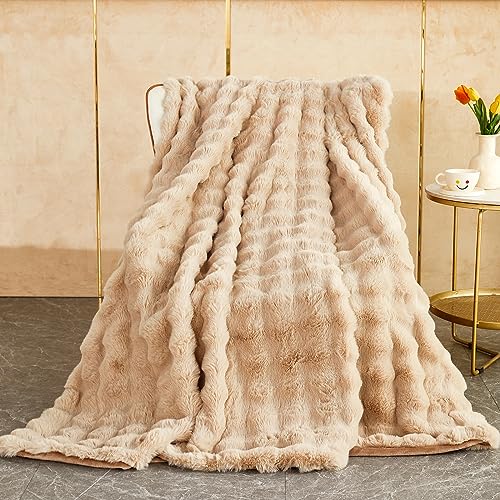 GKXLH Kuscheldecke Flauschig Decke - Weiche Plüsch Kuscheldecke, Fuzzy Kuschelig Decke Bettdecken, 1200GSM Kaninchen Kunstfell Leichte Decken Warme Flauschige Decke für Couch Bett Sofa (160x200cm) von GKXLH