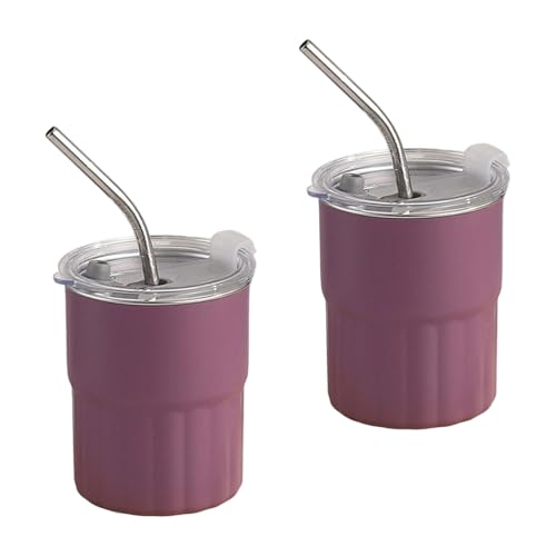 2 Pack 304 Edelstahlbecher Stapelbare Kaffeetassen Metall Trinkgläser Mit Stroh Und Deckelgetränk Für Camping von GKYQVE