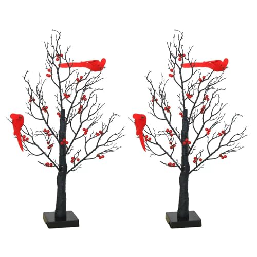 21inch Klassische Leuchtende Bäume Kleines Rotes Vogel Licht Weihnachten Mit Obst Für Tischplatten Warmes Glühvogellicht von GKYQVE