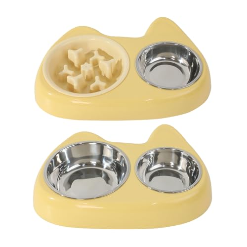 GKYQVE 2pcs Pet Bowl Lebensmittelspender Doppel Katzen Feeder Behandelt Feeder Trockenfutter Wasser Basis Katzen Bewässerung Fütterungsversorgung Haustier Fütterungsschale von GKYQVE