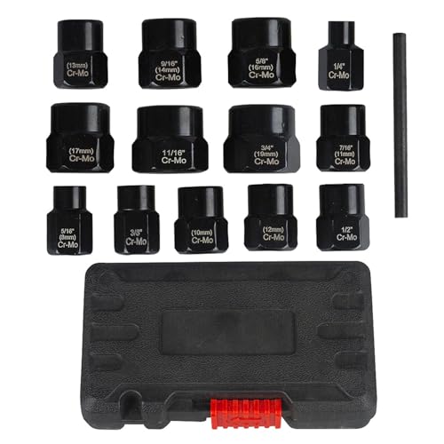 GKYQVE 14pcs/Set Sockelschlüssel Geeignet Für Einfache Nuss Und Schrauben Extraktion Metallkonstruktion Haus Auto Reparatur Wartungsmutter Extraktor Set Geeignet von GKYQVE