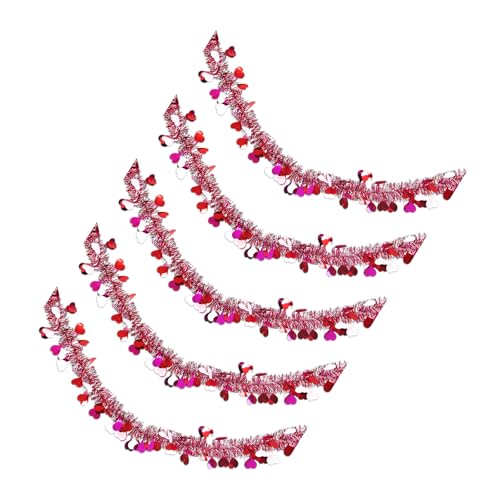 GKYQVE 5 Stücke Love Heart Lamettgirlanden Mit Farbenfrohen Streifen Festival Hängende Dekoration Urlaub Party Lieferungen Feiertagsfeiern Vorräte von GKYQVE