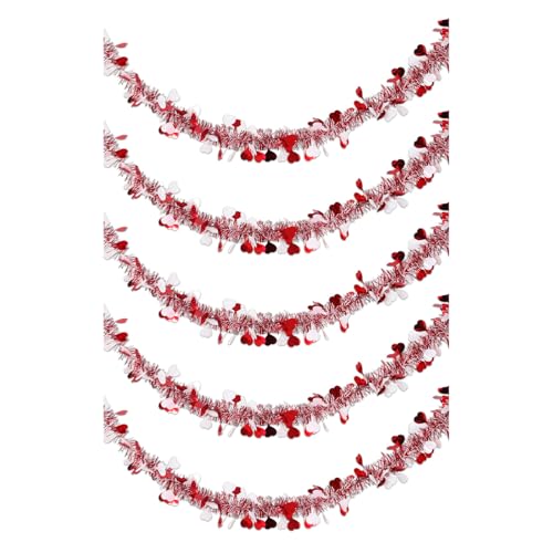 GKYQVE 5 Stücke Love Heart Lamettgirlanden Mit Farbenfrohen Streifen Festival Hängende Dekoration Urlaub Party Lieferungen Feiertagsfeiern Vorräte von GKYQVE