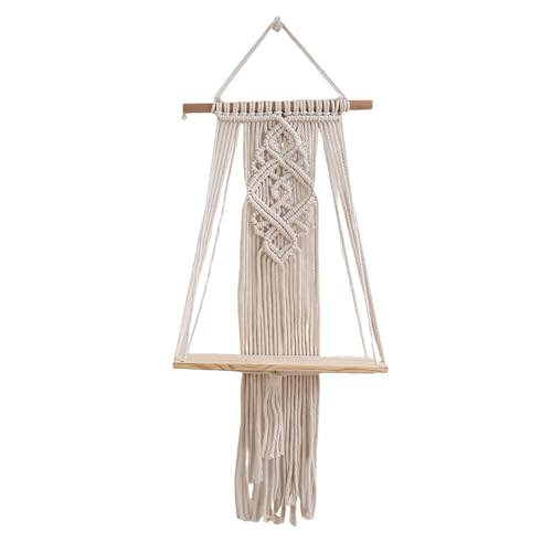 GKYQVE Baumwoll Und Holzregal Handgewebtes Wandteppich Bohmias Swing Seil Schweben Für Kleine Pflanzliche Böhmische Nordische Baumwollseile von GKYQVE