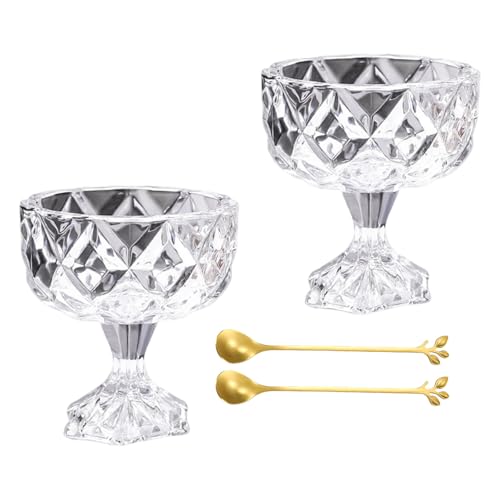 GKYQVE Dickes Glas Hoher Fuß Eisschüssel Elegantes Serviergericht Für Dessertkäse Und Salatpartyküchenwaren Verdickte Eiscremeglaswaren von GKYQVE