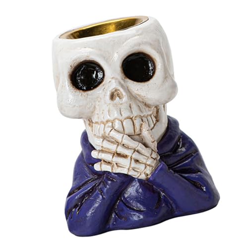 GKYQVE Schädelstatue Decors Tribsen Burner Holder Für Stick Und Kegel Gruselige Halloween Dekorationskegel von GKYQVE