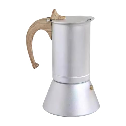 GKYQVE Tragbare Kaffeetöpfe Mit 3 Tasse Kapazität Aluminiumlegierung Basis Wärme Beständiger Espressomaker Mit Holzgriff von GKYQVE