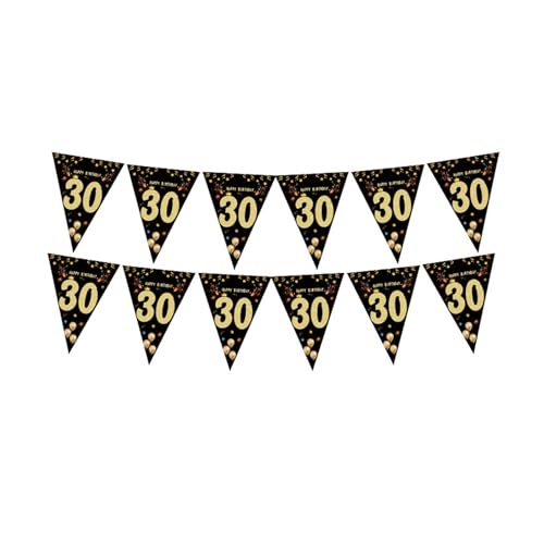 Geburtstagsfeier Bunting Hanging Dekoration Schwarz Gold Dreiecksem Wimpel Orament Birthday Photography Requisiten Für Erwachsene Innen Und Außendekoration von GKYQVE