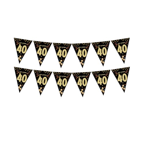 Geburtstagsfeier Bunting Hanging Dekoration Schwarz Gold Dreiecksem Wimpel Orament Birthday Photography Requisiten Für Erwachsene Innen Und Außendekoration von GKYQVE