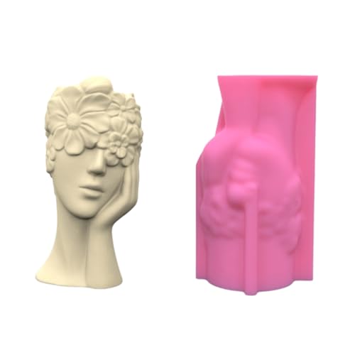 Silikonformen Blumenvase Formen Kontemplative Mädchenform Flexible Verzierung Einzigartige Blumenpotform Für Harzhandwerk Beton Pflanzer von GKYQVE