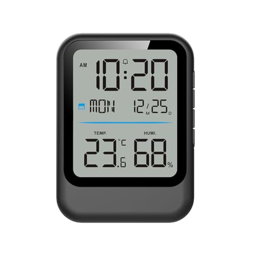 Temperaturfeuchtigkeitsmesser Uhr Mit 12 Zeitformat Für Innentemperaturmonitor Des Heimbüros von GKYQVE