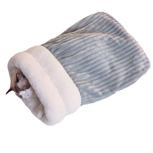 GKYQVE Warme Katzen Liege Bett Samtes Schale Form Winter Schlafsack Samt Nest Höhle Für Verschiedene Plüsch Haustierbett von GKYQVE