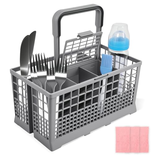 Besteckkorb Spülmaschinenkorb Geschirrkorb Besteckkorb Spülmaschine Geschirrspüler Korb Abnehmbarer Griff Kunststoff grau für Spülmaschine Geschirrspüler von GKZB