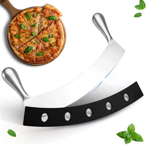 Pizzaschneider Pizzamesser Wiegemesser aus Edelstahl Pizza Wiegemesser 30cm & Ergonomischer Griff - Einfache Reinigung - Ideal für Zuhause & Profis von GKZB