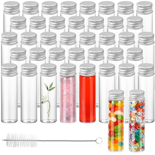 Reagenzgläser mit Schraubverschluss Glas Reagenzglas 40 Stück Transparent Laborröhrchen 20ml für Süßigkeiten Flüssigkeit Perlen Gewürze Tierhaar-Gedenkflasche von GKZB