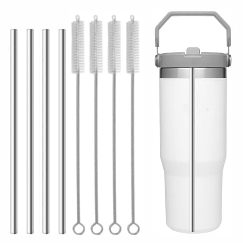 Ersatz-Strohhalm aus Metall, passend für Stanley Iceflow, 850 ml, wiederverwendbarer Edelstahl-Trinkhalm mit 4 Strohhalm-Reinigungsbürsten, kompatibel mit Stanley IceFlow Flip Trinkgläsern, 850 ml von GL-Auking