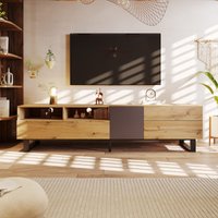 Moderner TV-Schrank mit Hochglanzoberfläche und Colorblocking-Design, Holzfarbe von GL Store