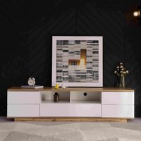 Moderner TV-Schrank mit Holzmaserung, Holzfarbe und Weiß von GL Store