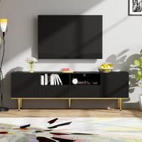 Moderner TV-Schrank mit goldenen Akzenten und Stauraum, Schwarz Moderner TV-Schrank mit goldenen Akzenten und Stauraum, Schwarz von GL Store
