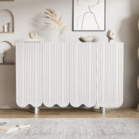 Sideboard tropfenförmige Türen, Moderner Design mit Regalen und Pufferscharnieren, Weiß,120x37,5x80,8 cm, tropfenförmige Schnitzerei   Aosom.de von GL Store