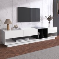 TV-Schrank in Hochglanz mit Schubladen und Fächern für stilvolle Aufbewahrung, Weiß +Schwarz von GL Store