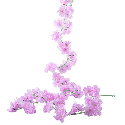 GL-Turelifes 1 Packung künstliche Kirschreben zum Aufhängen, Blumen-Arrangements, Kunstgirlande, Kranz, Seidenblumen, für Zuhause, Party, Hochzeit, Dekoration (hellviolett) von GL-Turelifes