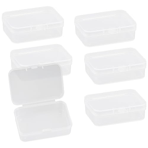 GLADFRESIT 6 transparente Kunststoff-Aufbewahrungsboxen, Mini-Rechteckige Leerbehälter mit Deckel für Perlen, Visitenkarten, Pillen und kleine Gegenstände (6,5 x 4,5 x 2 cm) von GLADFRESIT