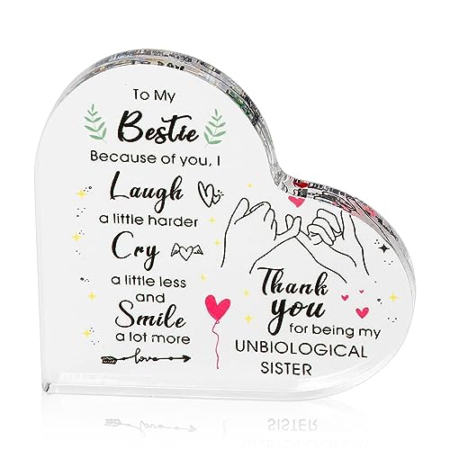 GLADFRESIT Acryl-Plakette, "To My Bestie" Geschenke in Herzform für Frauen und Freunde (10 x 10 x 1) von GLADFRESIT