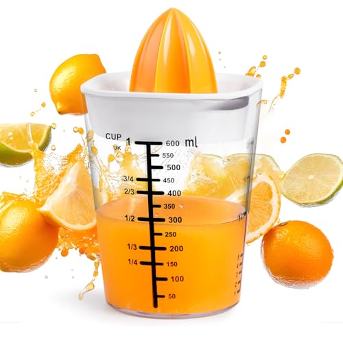 GLADICER Handentsafter, Zitronenpresse, Zitruspresse mit 600 ml Fassungsvermögen, manuelle Entsafter, Zitruspresse, für Zitrone, Orange (weiß) von GLADICER