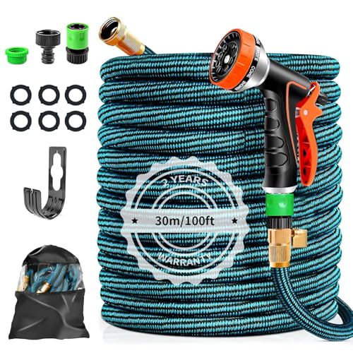 Flexibler Gartenschlauch 30m/100ft- Ausdehnbarer Wasserschlauch Flexschlauch mit 10 Sprühmustern, 3/4 & 1/2 Adapter, A flexibel Schlauch für Garten, Auto, zum Waschen und Gießen Flexibler Gartenschlauch 30m/100ft- Ausdehnbarer Wasserschlauch Flexschlauch mit 10 Sprühmustern, 3/4 & 1/2 Adapter, A flexibel Schlauch für Garten, Auto, zum Waschen und Gießen von GLADTOP