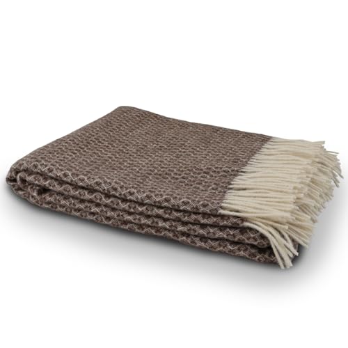 GLAESER Wohndecke Fair de Luxe | Sofadecke/Couchdecke | Kuschelige Tagesdecke | Flauschig & Kuschlig (Neuseelandwolle, B-Bianco V-Mel Chocolate Chip) von GLAESER