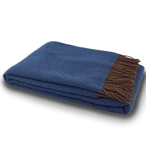 GLAESER Wohndecke Fair de Luxe | Sofadecke/Couchdecke | Kuschelige Tagesdecke | Flauschig & Kuschlig (Neuseelandwolle, Mel Chocolate Chip-Bijou Blue) von GLAESER